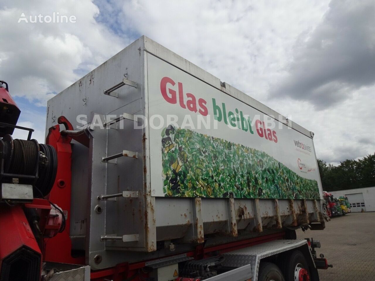 Hydraulischer Abroll Container für Glas glass transport trailer for