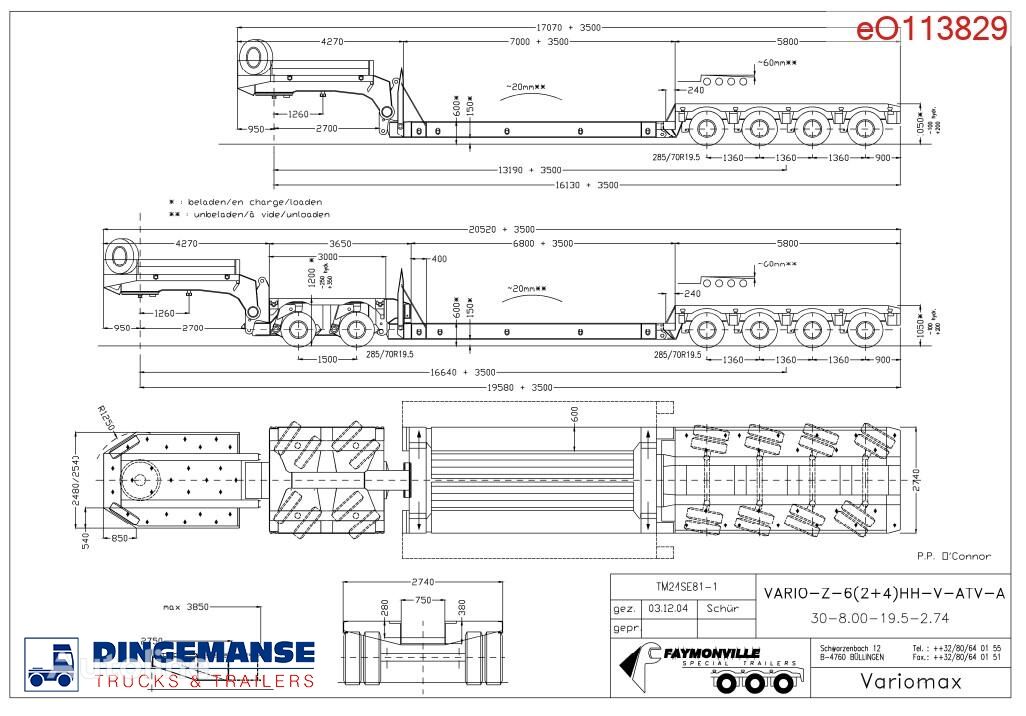 Faymonville 6-axle (2+4) lowbed trailer VARIO-Z-6 / extendable 10.3 m / 102  low bed semi-trailer